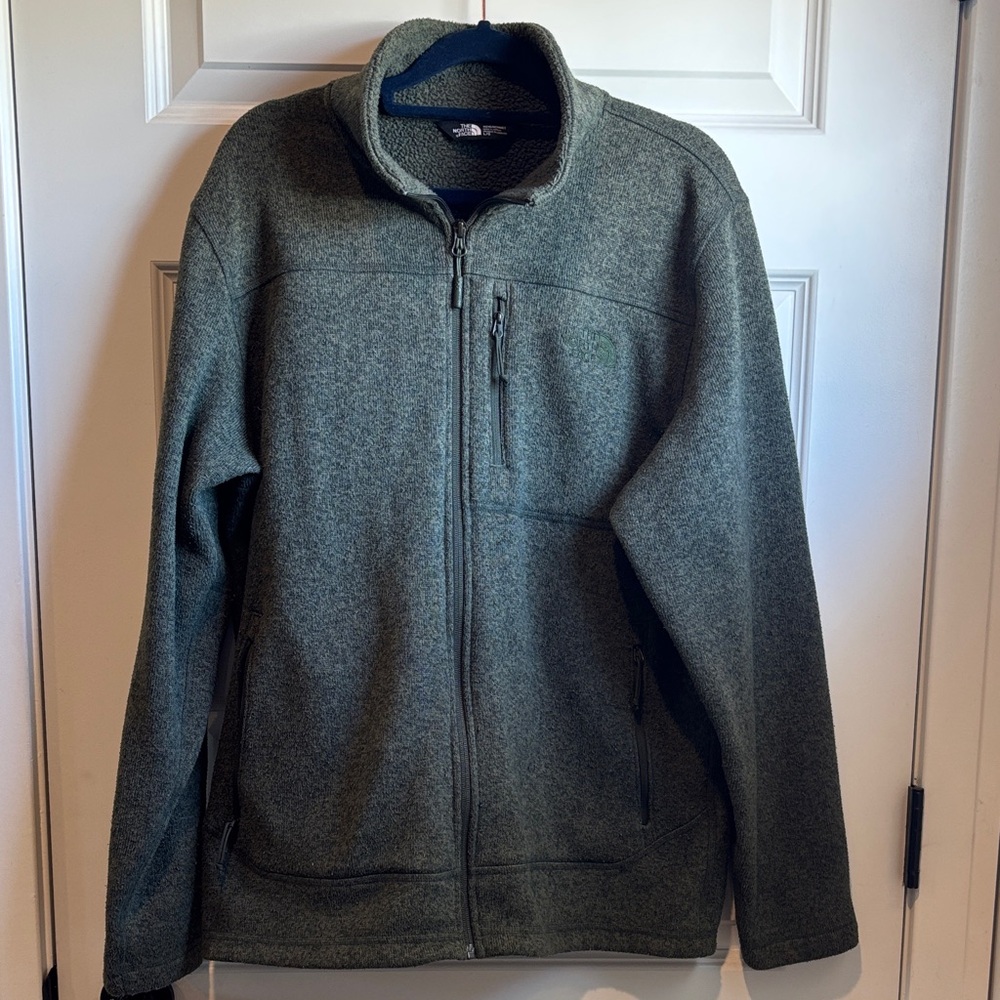 The North Face Men's Forest Green Zip-Up Fleece Jacket
